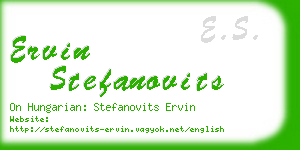 ervin stefanovits business card